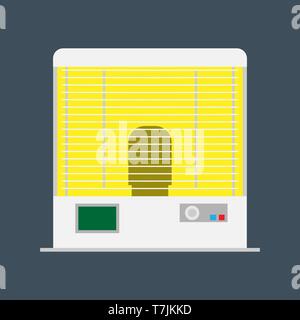 Riscaldatore interno apparecchio elettrico icona vettore attrezzature. Radiatore clima domestico interni di temperatura Illustrazione Vettoriale