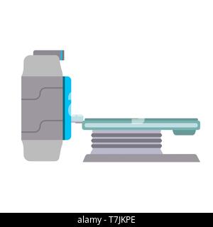 Macchina MRI diagnostico vector apparecchiature mediche scanner. Clinic flat ct brain test. Laboratorio raggi x ospedale di computer Illustrazione Vettoriale