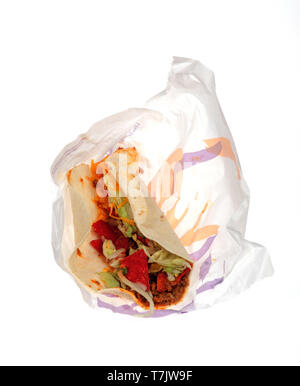 Taco Bell taco sull'involucro Foto Stock