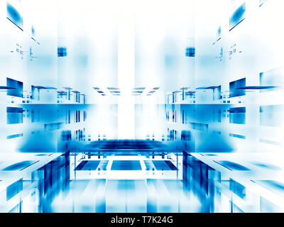 Abstract bianche e blu in stile tech - generati digitalmente immagine Foto Stock