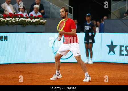 Madrid, Spagna. Il 7 maggio, 2019. Richard Gasquet (FRA) Tennis : Richard Gasquet della Francia durante i single 2° round match contro Roger Federer su ATP World Tour Masters 1000 Mutua Madrid Open torneo di tennis presso la Caja Magica a Madrid, Spagna . Credito: Mutsu Kawamori/AFLO/Alamy Live News Foto Stock