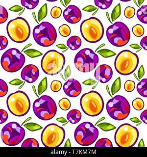 Modello senza giunture di prugne Illustrazione Vettoriale