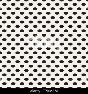 Ovale punto verticale. Punti neri su sfondo bianco. Vector seamless pattern. Illustrazione Vettoriale