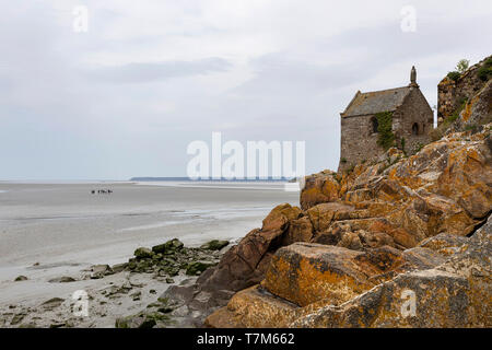 Saint Auberts cappella a Mont Saint Michel, Francia Foto Stock