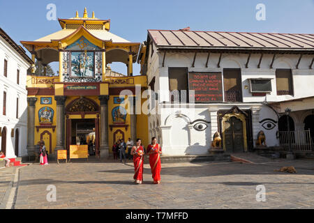 Ingresso di Pashupatinath tempio indù dedicato a Shiva, Valle di Kathmandu, Nepal Foto Stock