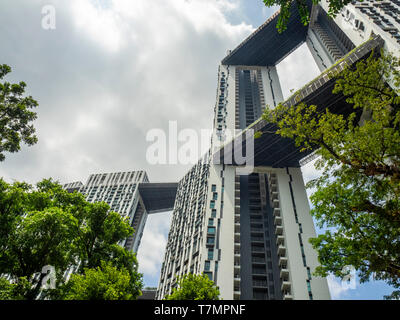 Pinnacle@Duxton appartamento complessa serie di torri residenziali collegati con skybridges Singapore. Foto Stock