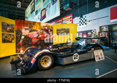 Canada Quebec, Regione Lanaudiere, Berthierville, museo Gilles Villeneuve, dedicato alla leggendaria auto racer Gilles Villeneuve e suo fratello Jacques, vetture da corsa Foto Stock