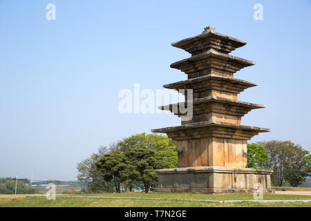 UNESCO Patrimonio Culturale, Wanggung cinque piani pagoda in pietra in Iksan, Corea. Foto Stock