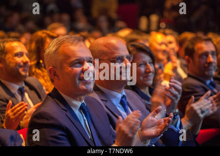 Meeting per l'elezione europea parte francese Rinascimento " La Repubblica in movimento Foto Stock