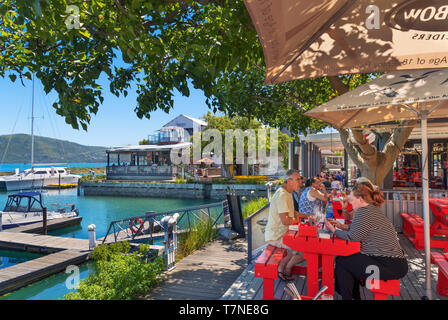 Waterfront Restaurant sull isola Thesen, Knysna, Garden Route, Sud Africa Foto Stock