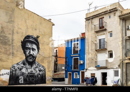 Facciate colorate in Villajoyosa waterfront district, Costa Blanca, Spagna Foto Stock