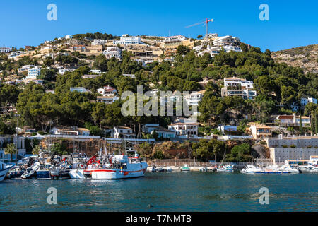 Vista del porto de Xabia Javea in Spagna, Europa Foto Stock