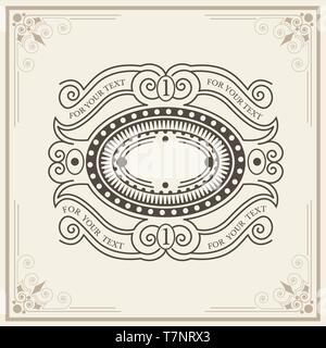 Etichetta o elementi araldici con motivo in stile vintage Illustrazione Vettoriale