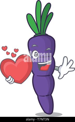 Con il cuore viola le carote nella forma dei caratteri Illustrazione Vettoriale