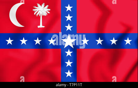 3D South Carolina Sovereignty-Secession Bandiera, STATI UNITI D'AMERICA. 3D'illustrazione. Foto Stock