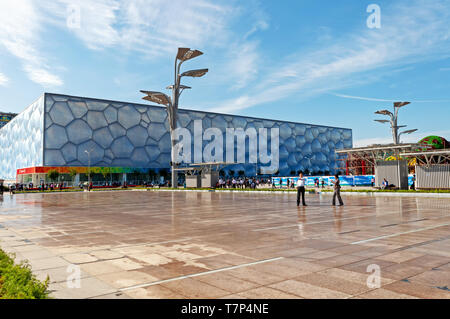 Pechino, Cina - 21 settembre 2009: Esterno del Beijing National Aquatics Centre. È anche noto come "Water Cube", è uno dei migliori luoghi di Foto Stock