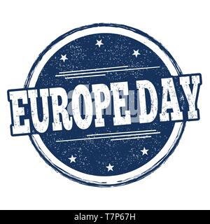 La giornata dell'Europa firma o timbro su sfondo bianco, illustrazione vettoriale Illustrazione Vettoriale