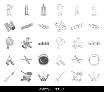 Antenna,APPARECCHIATURA,l'astronomia,batteria,cargo,civiltà,raccolta,cosmonauta,cosmo,design,dispositivo,attrezzature,l'esplorazione,volo,galaxy,timone,icona,immagine,invenzione,isolato,avviare,locator,macchina,macrocosmo,mono,contorno,movimento,Orbita,protezione,radar,radiazioni,radio,recupero,ricerca,rocket,tv,impostare,shuttle,segno,SKY,solar,space,veicolo spaziale,station,studio,supporto,il simbolo,technol,technology,universo,vettore vettori vettore , Illustrazione Vettoriale
