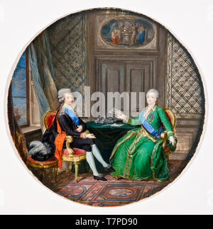 Cornelius Hoeyer, Re Gustavo III di Svezia e di Caterina II di Russia a Fredrikshamn 1783, doppio ritratto, 1784 Foto Stock