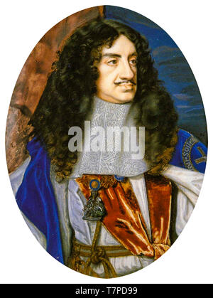 Ritratto di Carlo II (1630-1685) in abiti reali, dipinto da Samuel Cooper, 1665 Foto Stock