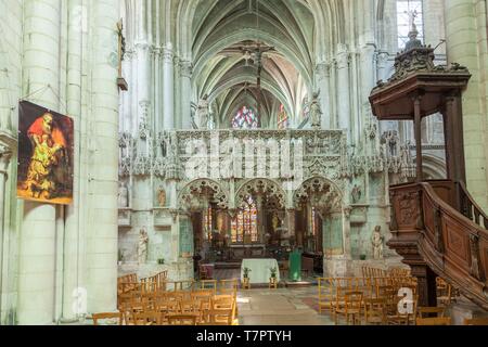 Francia, Aube, Troyes, chiesa di Saint madeleine du XIIe secolo, pietroso rood screen risalente al XVI secolo in un puro stile gotico fiammeggiante Foto Stock