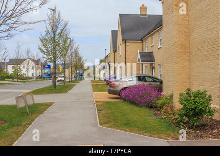 Morris costruire case, Alconbury Weald principali alloggiamento nuovo sviluppo, nei pressi di Huntingdon, Cambridgeshire, Inghilterra, Regno Unito, GB Foto Stock