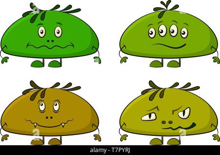 Cartoon mostri Smilies impostato Illustrazione Vettoriale