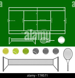 Campo da tennis regime e stuff Illustrazione Vettoriale