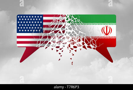 Iran Stati Uniti Crisi e usa il concetto di conflitto come un americano e iraniani di problema di sicurezza a causa delle sanzioni economiche e nucleare accordo di trattativa. Foto Stock