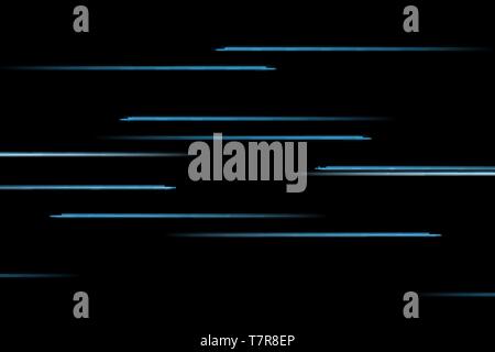 Spostando abstract neon linee nello spazio. Abstract neon blu linee nello spazio scuro su sfondo isolato. Vettore effetto luce Illustrazione Vettoriale