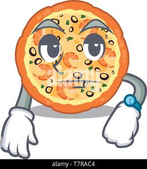 In attesa di pizza di frutti di mare al di sopra della scheda cartoon Illustrazione Vettoriale