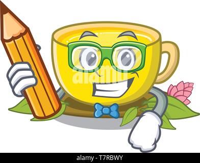 Studente tea curcuma in cartoon bicchieri Illustrazione Vettoriale