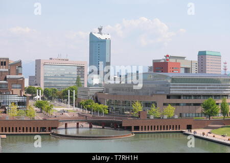 Città di Toyama grattacielo paesaggio urbano del centro di Toyama in Giappone Foto Stock