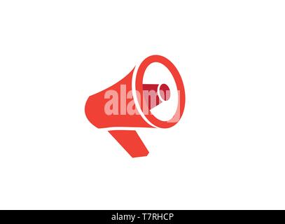Megafono altoparlante e amplificatore rosso logo design illustrazione su sfondo bianco Illustrazione Vettoriale