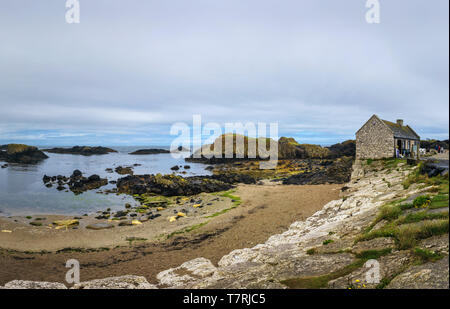 Panorama del Porto di Ballintoy in Irlanda del Nord Foto Stock
