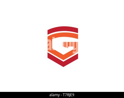 Alfabeto G una lettera e simboli logo design illustrazione su sfondo bianco Illustrazione Vettoriale