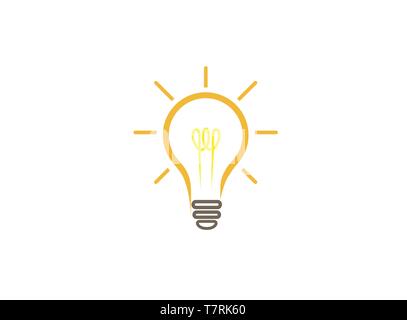 Lampadina luminosa della luce artificiale brillante idea per logo design illustrazione su sfondo bianco Illustrazione Vettoriale