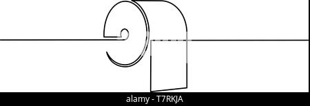 Continuo di un disegno della linea. Wc bagno icona carta su sfondo bianco. Illustrazione Vettoriale per banner web, elemento di design, template, cartolina. Illustrazione Vettoriale