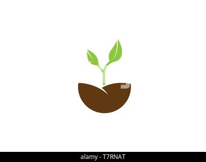 Agricoltura la coltivazione di piante con foglie per il logo Illustrazione Vettoriale