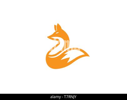 Fox con grande simbolo di coda di lupo per il logo Illustrazione Vettoriale