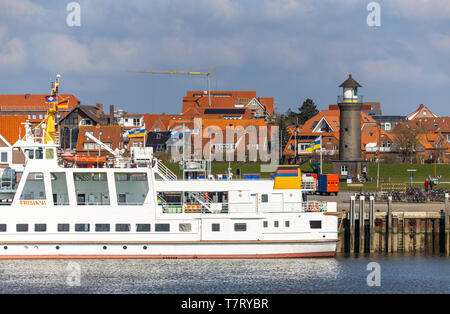 Nordseeinsel Juist, porto, ferry terminal, Frisia orientale, Bassa Sassonia, Germania, Foto Stock