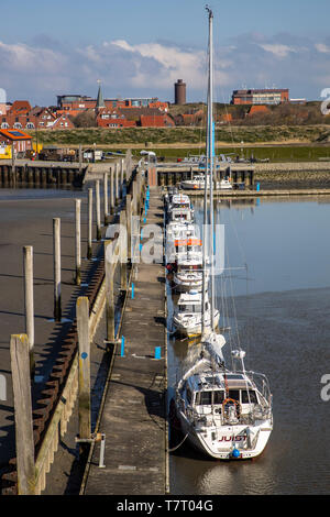 Nordseeinsel Juist, porto, ferry terminal, , Frisia orientale, Bassa Sassonia, Germania, Foto Stock