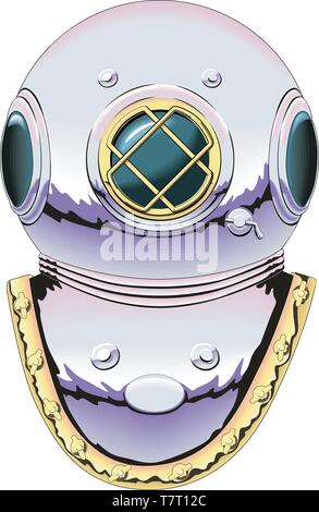 Immersioni subacquee casco illustrazione vettoriale Illustrazione Vettoriale