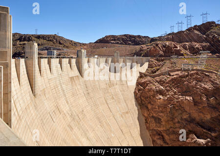 Boulder City Hoover Dam Black Canyon del Fiume Colorado, sul confine tra le regioni degli Stati Uniti del Nevada e Arizona Foto Stock