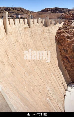 Boulder City Hoover Dam Black Canyon del Fiume Colorado, sul confine tra le regioni degli Stati Uniti del Nevada e Arizona Foto Stock