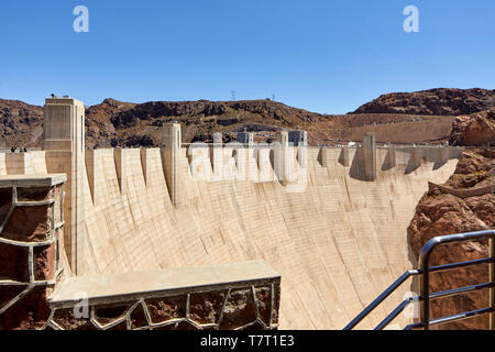 Boulder City Hoover Dam Black Canyon del Fiume Colorado, sul confine tra le regioni degli Stati Uniti del Nevada e Arizona Foto Stock