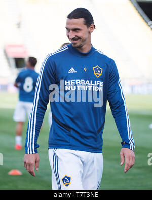 8 maggio 2019: Los Angeles Galaxy avanti Zlatan Ibrahimovic (9) durante il wrm ups prima di affrontare il Columbus Crew SC nel loro gioco in Columbus, Ohio, Stati Uniti d'America. Bre Foto Stock