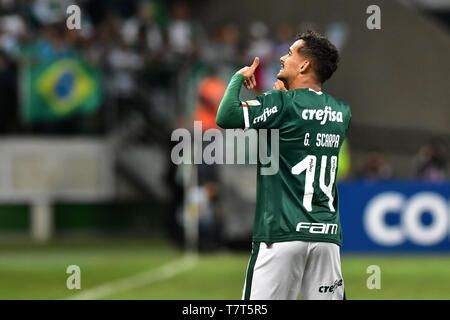 Sao Paulo, Brasile, Maggio 08th, 2019 - PALMEIRAS(BRA)-SAN LORENZO(ARG) - Corrispondenza tra Palmeiras e San Lorenzo (ARG), valido per il sesto round del Gruppo F della Copa Libertadores de América, tenutosi a Allianz Parque, in Pompéia, lato ovest di Sao Paulo, nella notte di mercoledì, 08. (Credit: Eduardo Carmim/Alamy Live News) Foto Stock