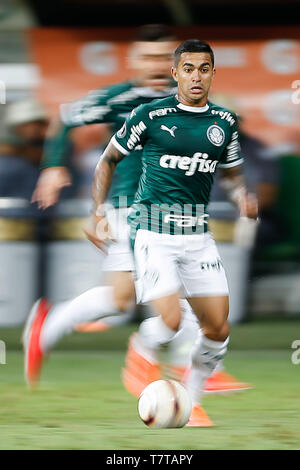 Sao Paulo, Brasile. 08 Maggio, 2019. PALMEIRAS X SAN LORENZO ARG - Dudu del Palmeiras durante il match tra Palmeiras e San Lorenzo (Argentina) valido per il sesto e ultimo round della fase a gironi della Copa Libertadores de America 2019, tenutosi a Allianz Parque. Credito: Foto Arena LTDA/Alamy Live News Foto Stock