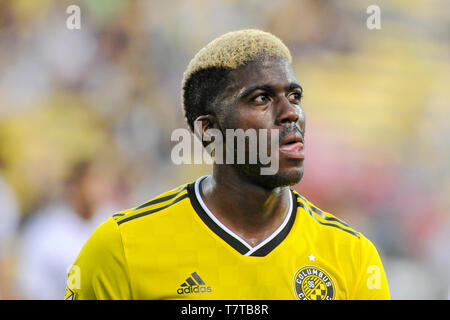 Ohio, Stati Uniti d'America. 08 Maggio, 2019. Columbus Crew SC inoltra Gyasi Zerdes (11) dopo la prima metà della partita tra Los Angeles Galaxy e Columbus Crew SC a MAPFRE Stadium, in Columbus OH. Obbligatorio Photo credit: Dorn Byg/Cal Sport Media. Los Angeles Galaxy 0 - Columbus Crew SC 1 Credito: Cal Sport Media/Alamy Live News Foto Stock